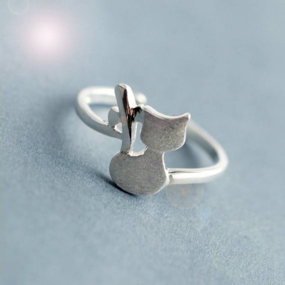 3/$25 🏷️  Sterling Silver Cat Ring Minimal Minimalist Ring Cat Tail Cute Ring - Picture 2 of 8